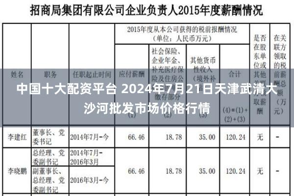 中国十大配资平台 2024年7月21日天津武清大沙河批发市场价格行情