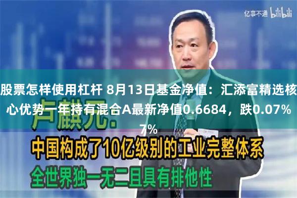 股票怎样使用杠杆 8月13日基金净值：汇添富精选核心优势一年持有混合A最新净值0.6684，跌0.07%