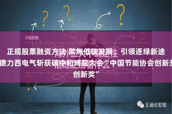 正规股票融资方法 聚焦低碳发展，引领逐绿新途：德力西电气斩获碳中和博鳌大会“中国节能协会创新奖”